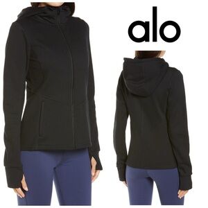 ALO Yoga Foundation Full Zip Hoodie in Black